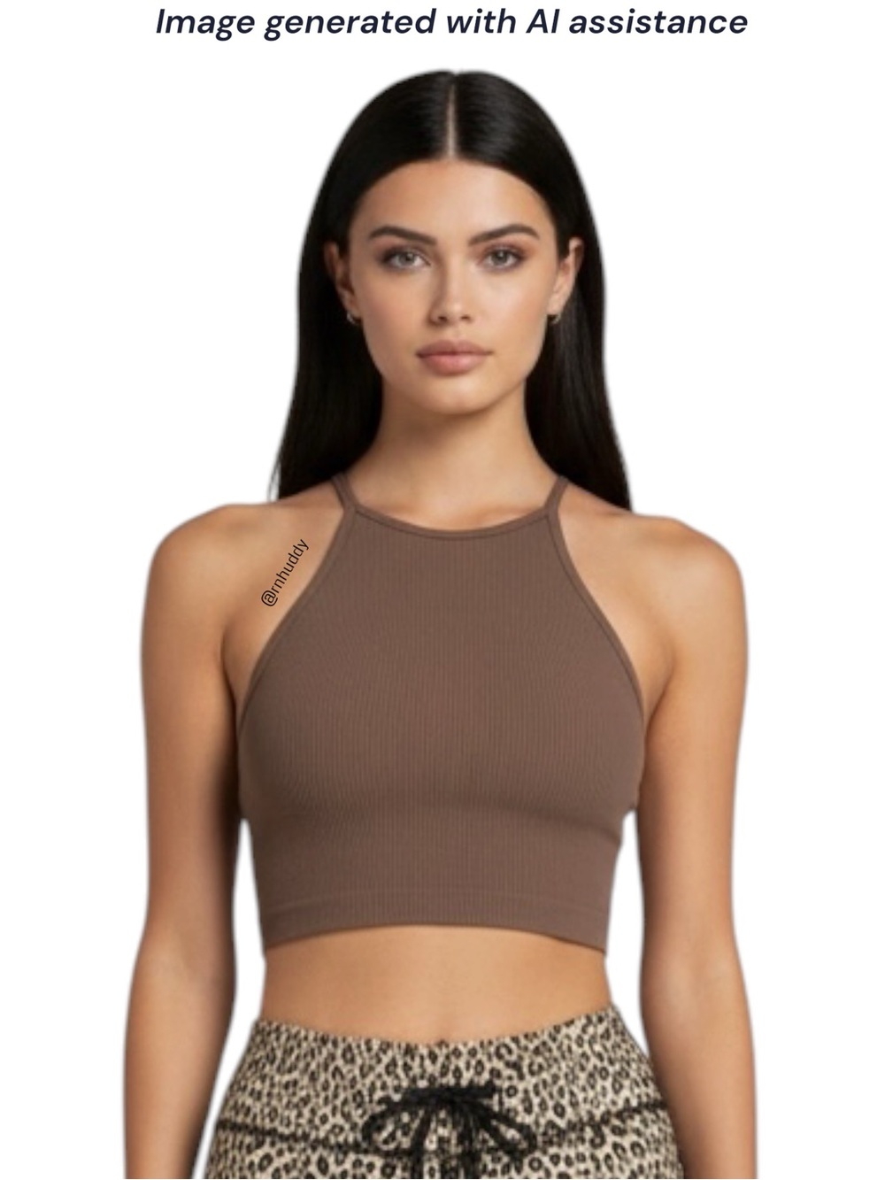 Sunzel XS/S brown ribbed cropped tank